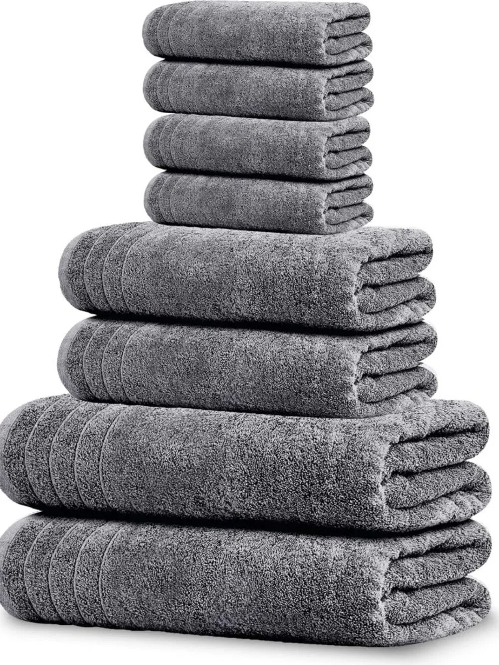 Luxury 8-Piece Towel Set - 2 XL Bath Towels, 2 Hand Towels, 4 Washcloths, Dark